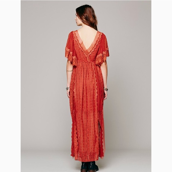 Free People Witchy Woman Lace Maxi Dress Rust XS - Picture 4 of 6